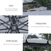 9FT Offset Hanging Patio Umbrella Cantilever Umbrella with Easy Tilt Adjustment, Cross Base and 8 Ribs for Backyard, Poolside, Lawn and Garden, Dark Grey