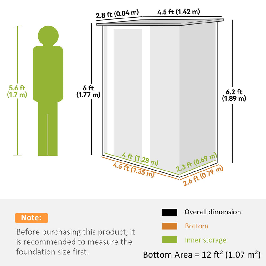 5 x 3ft Outdoor Storage Shed Metal Garden Shed Cabanon with Sloped Roof, Lockable Door for Tool, Light Green
