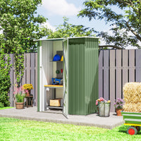 5 x 3ft Outdoor Storage Shed Metal Garden Shed Cabanon with Sloped Roof, Lockable Door for Tool, Light Green