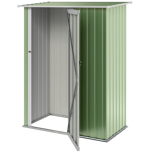 5 x 3ft Outdoor Storage Shed Metal Garden Shed Cabanon with Sloped Roof, Lockable Door for Tool, Light Green