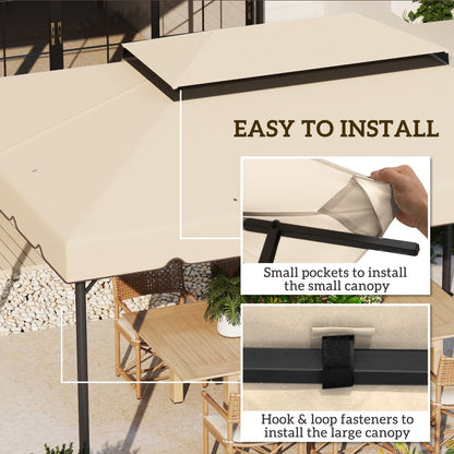 13' x 10' Gazebo Replacement Canopy, Gazebo Top Cover with Double Vented Roof for Garden Patio(TOP ONLY), Cream