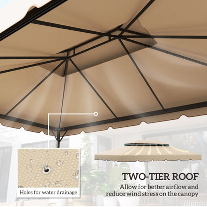 13' x 10' Gazebo Replacement Canopy, Gazebo Top Cover with Double Vented Roof for Garden Patio(TOP ONLY), Cream