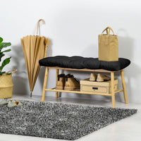 Set of 2 Patio Bench Replacement Cushions, 2 Seater Outdoor Loveseat Cushion Seat Pad, 43" x 19" x 3", Black