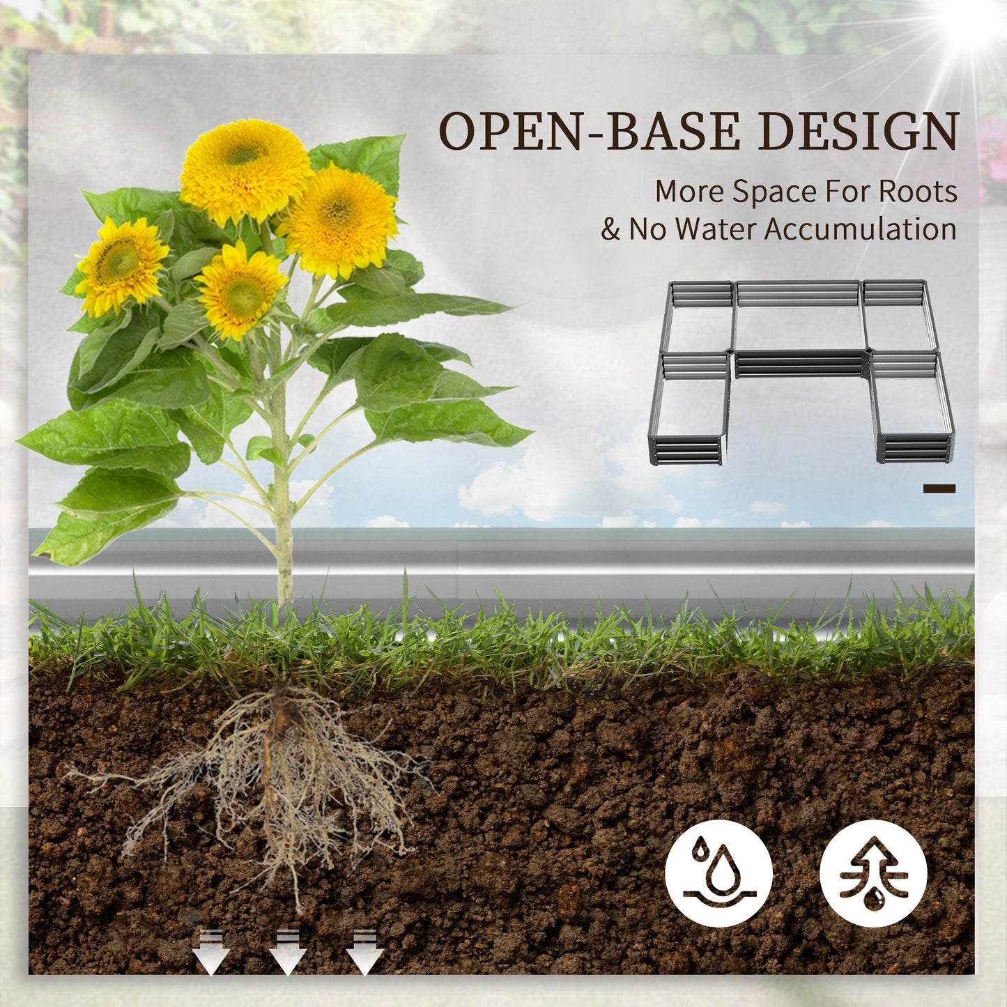 Steel Raised Garden Bed, Set of 5 Large Box Planters for Outdoor Plants Vegetables Flowers Herbs, 8x8x1ft, Grey