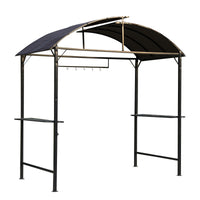 8x4ft BBQ Gazebo Tent Metal Frame Arch Canopy Garden Sunshade Portable Shelter Backyard with Side Shelf Coffee
