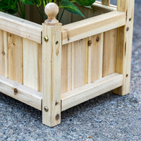Raised Garden Bed with Trellis, Wood Planter Box for Garden, Free Standing Flower Bed, 25.2" x 11" x 47.2" Natural Wood