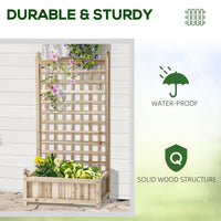 Raised Garden Bed with Trellis, Wood Planter Box for Garden, Free Standing Flower Bed, 25.2" x 11" x 47.2" Natural Wood