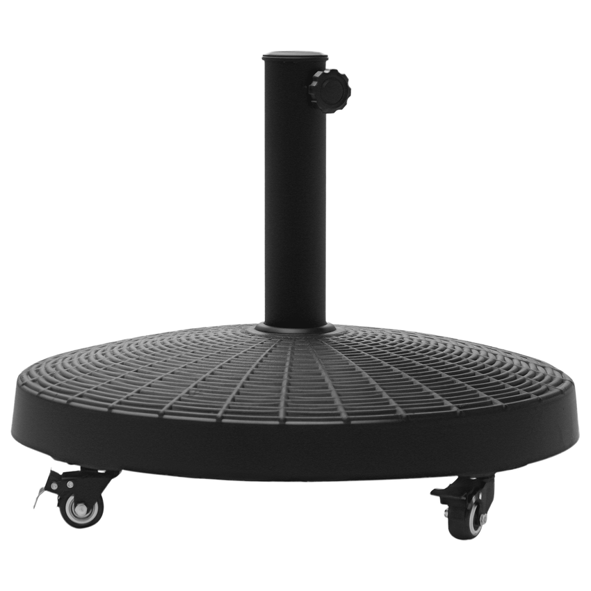 20.5" Round Parasol Base Resin Patio Umbrella Base Garden Parasol Holder Outdoor Offset Weight Stand with Wheels Black