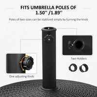 20.5" Round Parasol Base Resin Patio Umbrella Base Garden Parasol Holder Outdoor Offset Weight Stand with Wheels Black