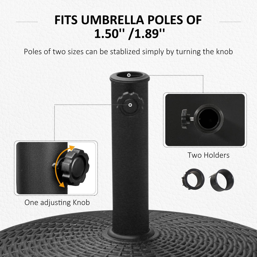 20.5" Round Parasol Base Resin Patio Umbrella Base Garden Parasol Holder Outdoor Offset Weight Stand with Wheels Black