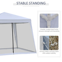 10x10ft Gazebo Tent with Netting Patio Canopy Outdoor Party Activity Sun Shade Garden Sun Shelter, Grey