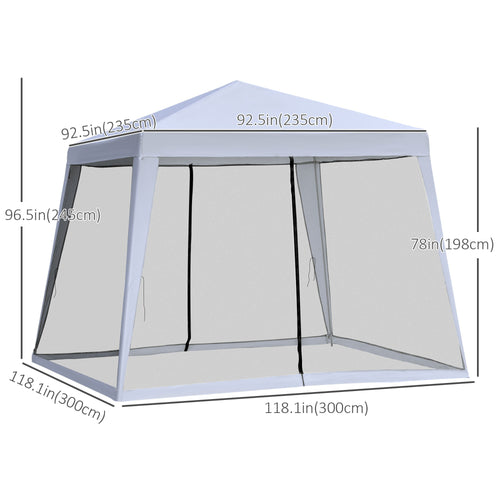 10x10ft Gazebo Tent with Netting Patio Canopy Outdoor Party Activity Sun Shade Garden Sun Shelter, Grey