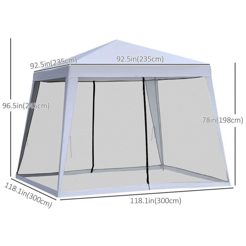 10x10ft Gazebo Tent with Netting Patio Canopy Outdoor Party Activity Sun Shade Garden Sun Shelter, Grey