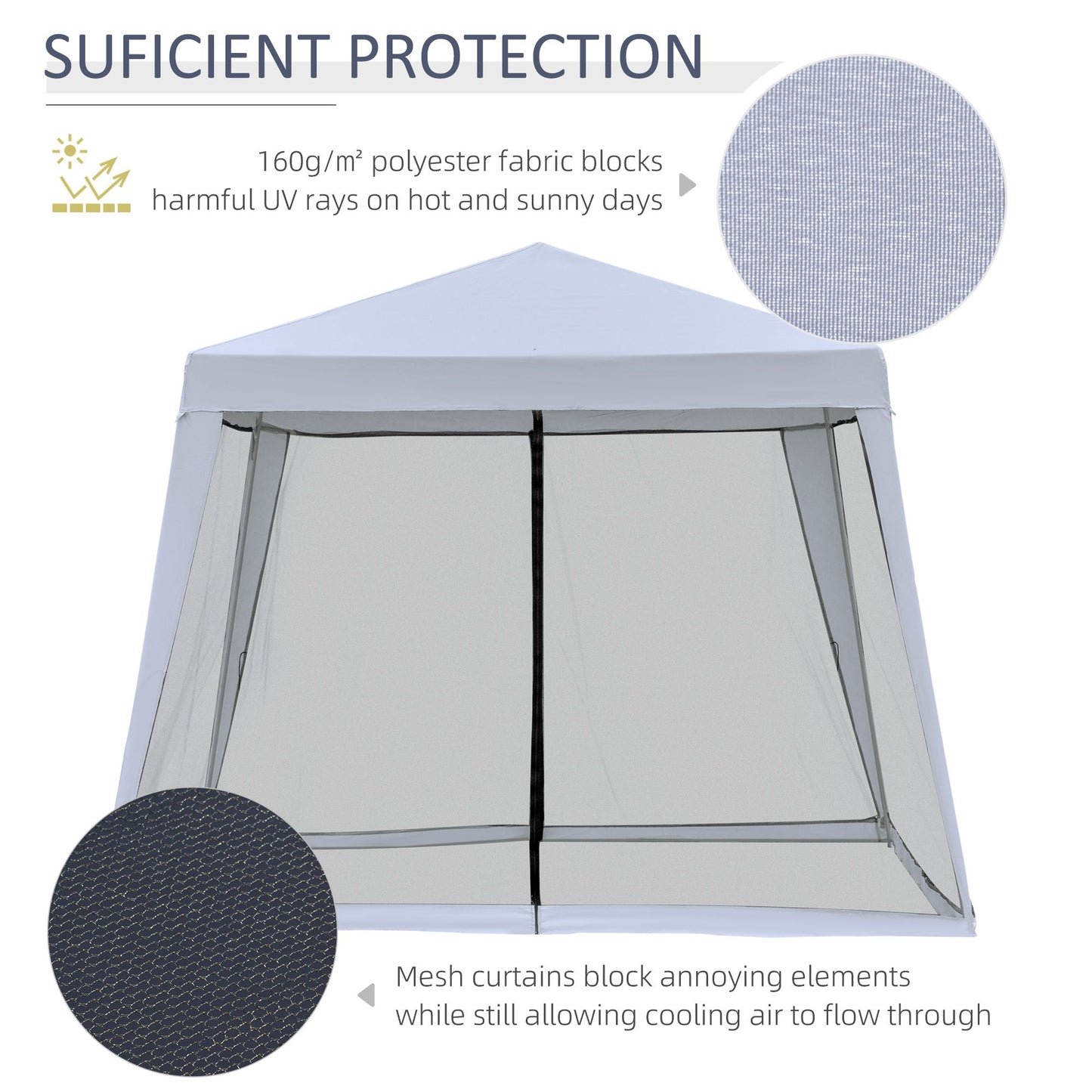 10x10ft Gazebo Tent with Netting Patio Canopy Outdoor Party Activity Sun Shade Garden Sun Shelter, Grey