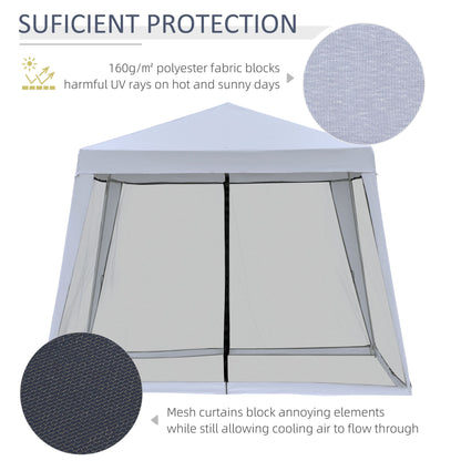10x10ft Gazebo Tent with Netting Patio Canopy Outdoor Party Activity Sun Shade Garden Sun Shelter, Grey