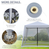 10x10ft Gazebo Tent with Netting Patio Canopy Outdoor Party Activity Sun Shade Garden Sun Shelter, Grey