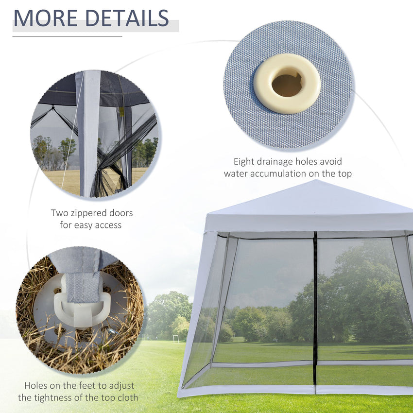 10x10ft Gazebo Tent with Netting Patio Canopy Outdoor Party Activity Sun Shade Garden Sun Shelter, Grey
