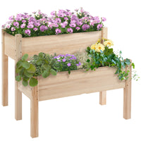 34"x34"x28" 2-Tier Raised Garden Bed Wooden Planter Box for Backyard, Patio to Grow Vegetables, Herbs, and Flowers