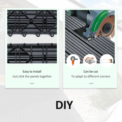 11 Pcs Plastic Interlocking Deck Tiles, 12" x 12" Non-slip Flooring Tiles for Indoor Outdoor Patio Balcony, Grey