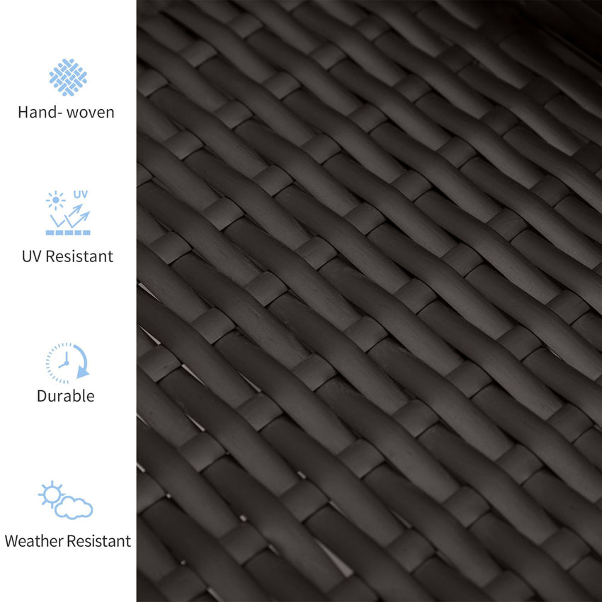 Outdoor Rattan Recliner Chair, Wicker Reclining Chair with Adjustable Back Retractable Footrest Cushion Blue