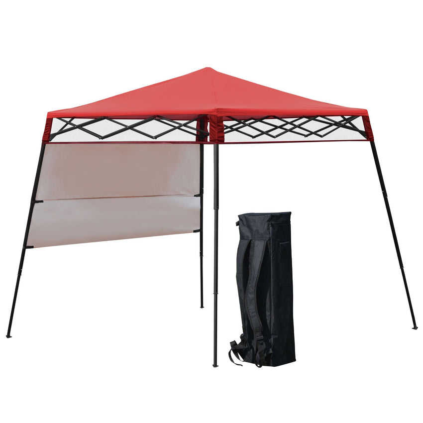 7' x 7' Garden Foldable Pop Up Gazebo Tent with Backpack & Adjustable Legs Outdoor Party Canopy, Red & Black