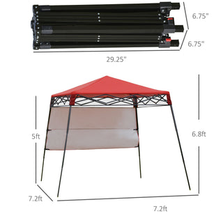 7' x 7' Garden Foldable Pop Up Gazebo Tent with Backpack & Adjustable Legs Outdoor Party Canopy, Red & Black