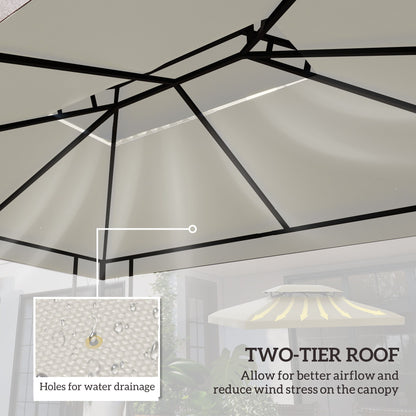 13' x 10' Gazebo Replacement Canopy 2 Tier Top UV Cover Pavilion Garden Patio Outdoor, Cream White (TOP ONLY)