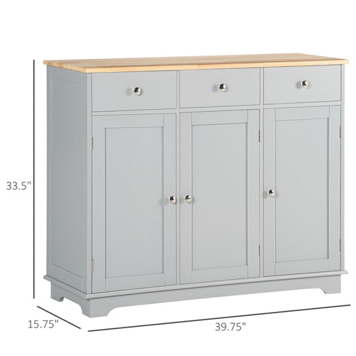 Modern Sideboard, Buffet Cabinet with Storage Cabinets, Drawers and Adjustable Shelves for Living Room, Grey