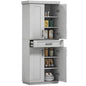 72" Storage Cabinet, Freestanding Kitchen Pantry Cabinet with 4 Doors, Drawer and 3 Adjustable Shelves, Grey