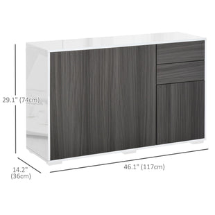 Kitchen Sideboard Storage Cabinet, Modern Coffee Bar with Push-Open Design and 2 Drawers for Living Room, Light Grey