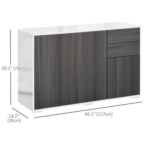 Kitchen Sideboard Storage Cabinet, Modern Coffee Bar with Push-Open Design and 2 Drawers for Living Room, Light Grey