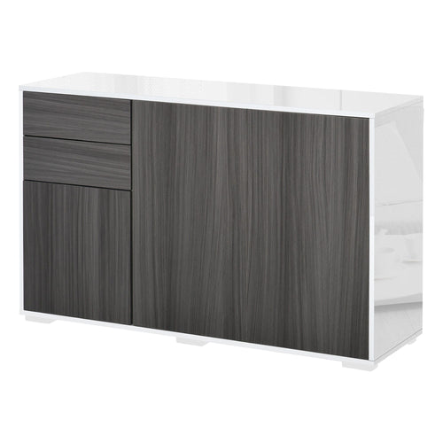 Kitchen Sideboard Storage Cabinet, Modern Coffee Bar with Push-Open Design and 2 Drawers for Living Room, Light Grey