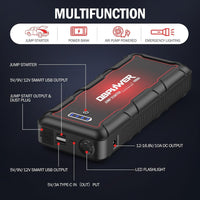 DBPOWER Jump Starter 4000A Peak 88.8Wh Portable Car Jump Starter (Up to ALL Gas/10L Diesel Engine) 12V Auto Battery Booster Pack with Smart Clamp Cables, Quick Charger, LED Light Jump Box - 7DAY'S