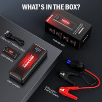 DBPOWER Jump Starter 4000A Peak 88.8Wh Portable Car Jump Starter (Up to ALL Gas/10L Diesel Engine) 12V Auto Battery Booster Pack with Smart Clamp Cables, Quick Charger, LED Light Jump Box - 7DAY'S