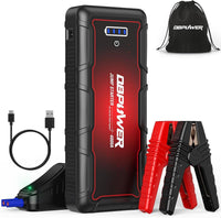 DBPOWER Jump Starter 4000A Peak 88.8Wh Portable Car Jump Starter (Up to ALL Gas/10L Diesel Engine) 12V Auto Battery Booster Pack with Smart Clamp Cables, Quick Charger, LED Light Jump Box - 7DAY'S