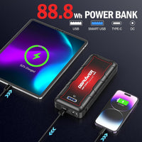 DBPOWER Jump Starter 4000A Peak 88.8Wh Portable Car Jump Starter (Up to ALL Gas/10L Diesel Engine) 12V Auto Battery Booster Pack with Smart Clamp Cables, Quick Charger, LED Light Jump Box - 7DAY'S