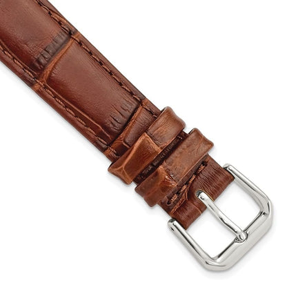 DeBeer 16mm Havana Brown Matte Wild Alligator Grain Leather with Silver - tone Buckle 6.75 inch Watch Band - 7DAY'S