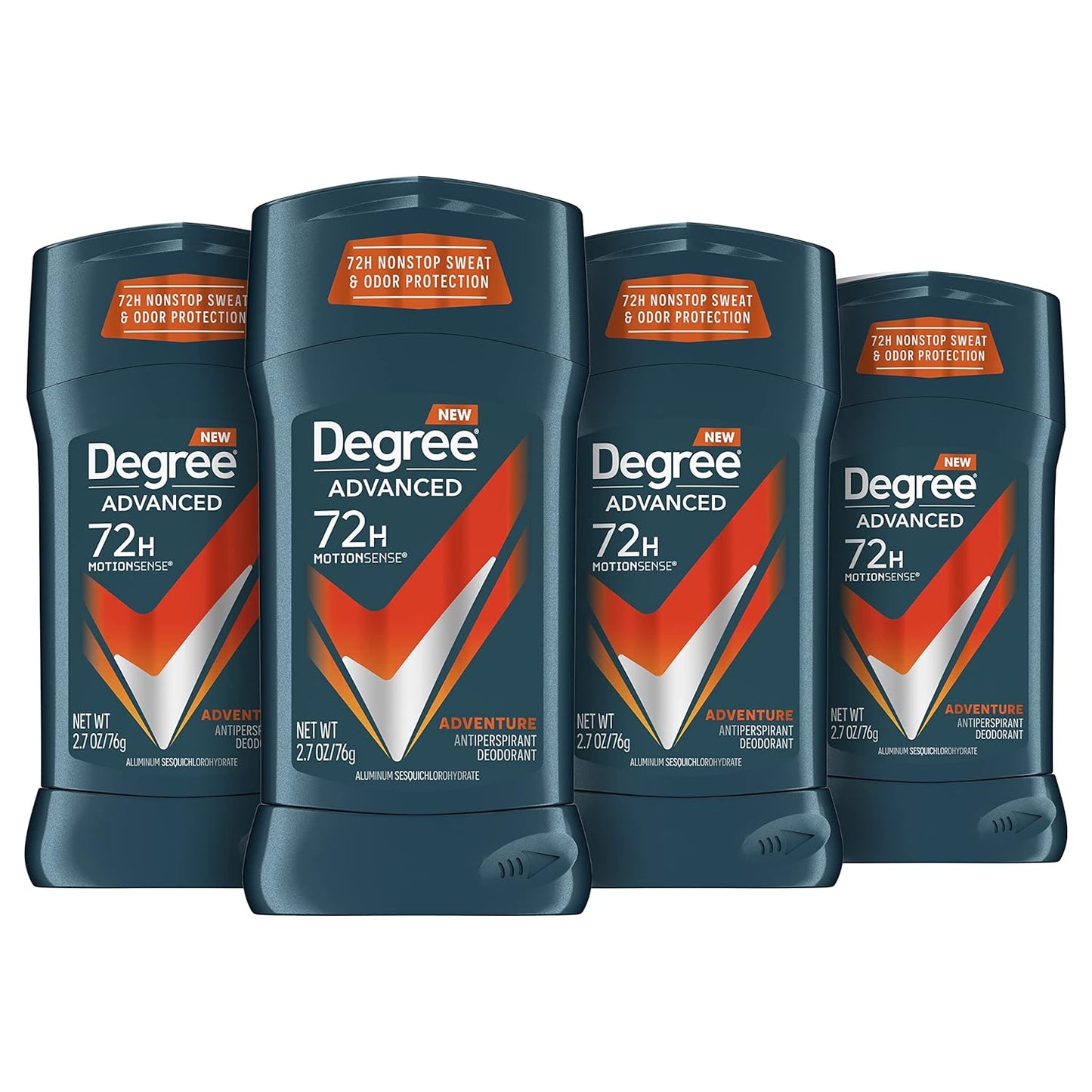 Degree Men Antiperspirant Deodorant Adventure Freshness and Odor Protection Deodorant for Men 2.7 Oz, (Pack of 4) Woodsy, Stick - 7DAY'S