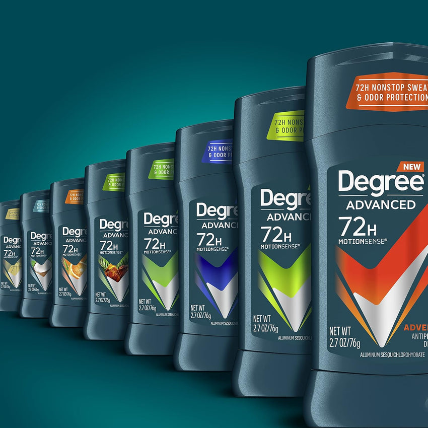 Degree Men Antiperspirant Deodorant Adventure Freshness and Odor Protection Deodorant for Men 2.7 Oz, (Pack of 4) Woodsy, Stick - 7DAY'S