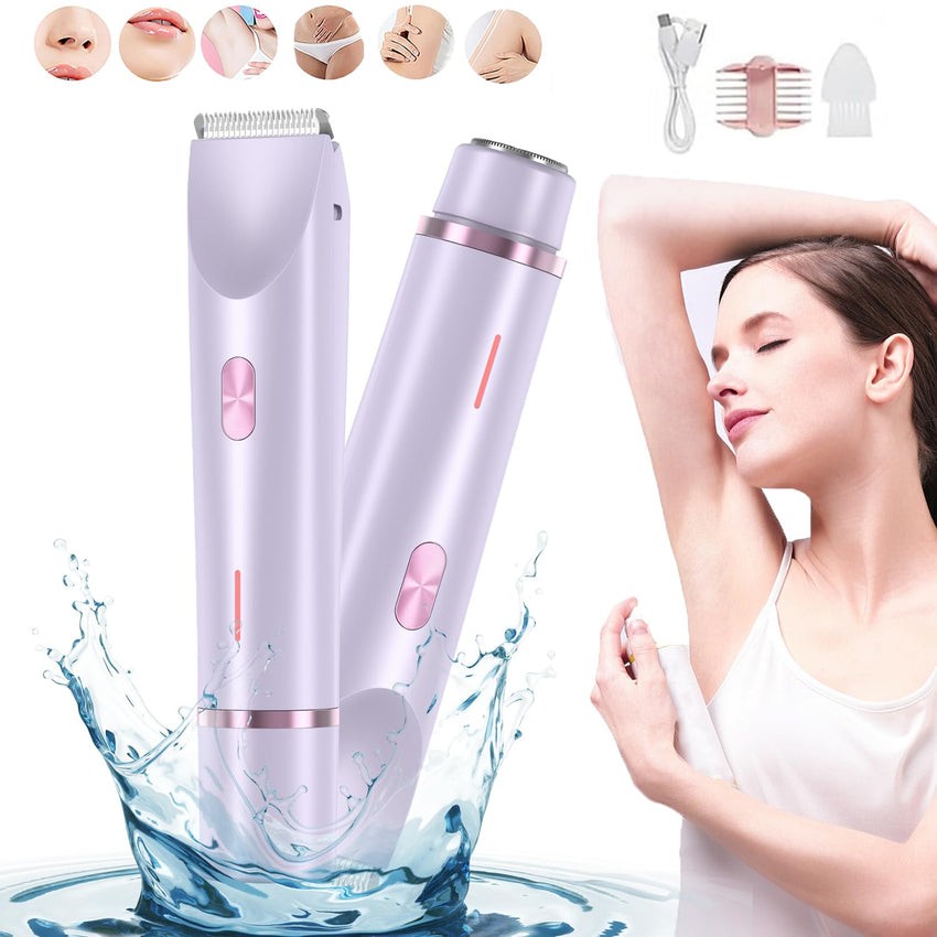 Dermawave Trimmer 2.0, Dermawave Electric Shaver, Gloaura Razor,Reshline Shaver,Smoovi 2.0 BikiniShaver,Omnicove Ladyshaver,Lazzda Bikini Trimmer,2 in 1 Women Electric Dualhead Bikini Trimmer (Pink) - 7DAY'S