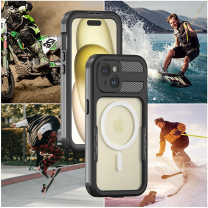 Designed for iPhone 15 Pro Max Metal Waterproof Case with Built - in Screen Protector, Metal Tough Cover Shockproof Dustproof Sturdy Durable Protective Case for iPhone 15 Pro Max - 7DAY'S