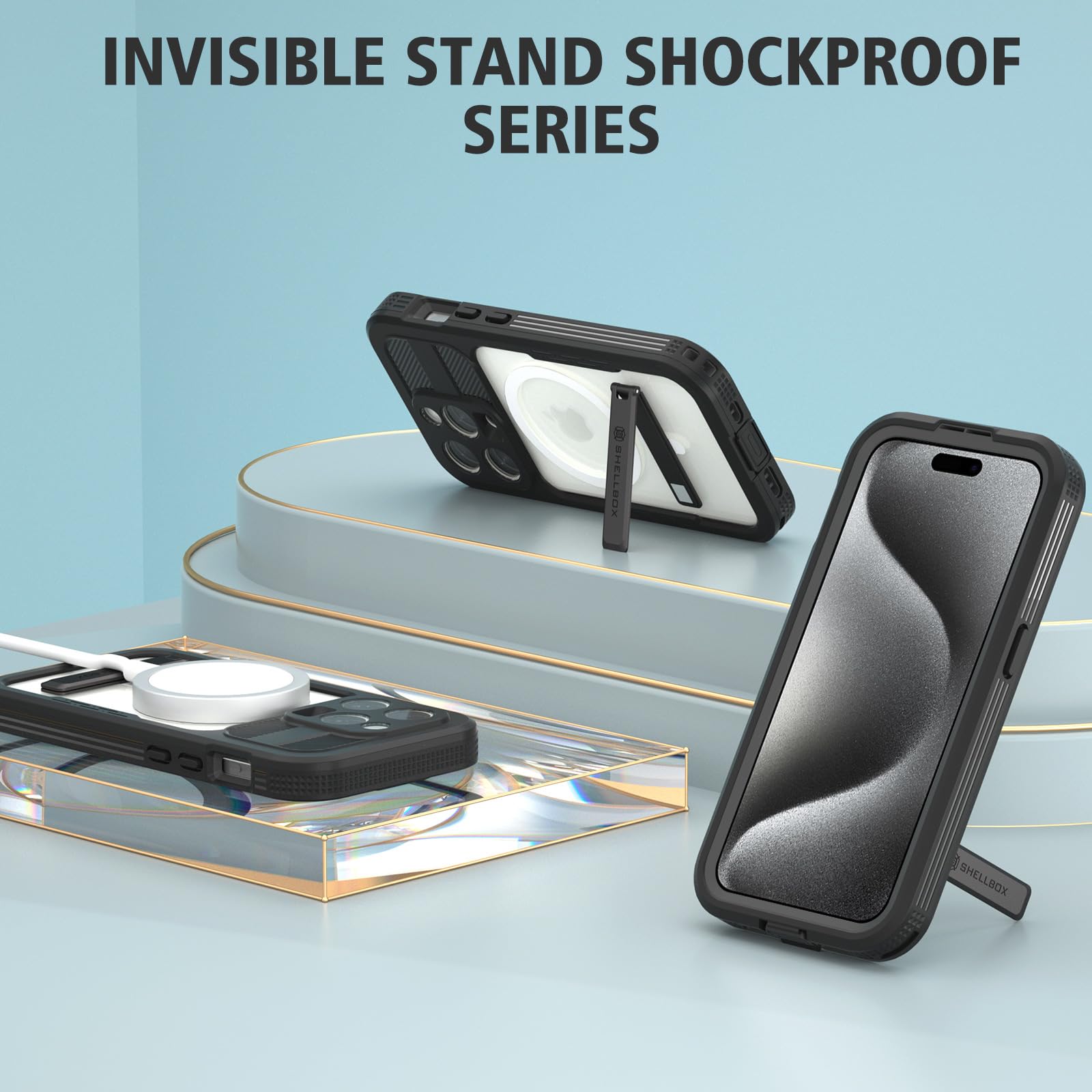Designed for iPhone 15 Pro Max Metal Waterproof Case with Built - in Screen Protector, Metal Tough Cover Shockproof Dustproof Sturdy Durable Protective Case for iPhone 15 Pro Max - 7DAY'S