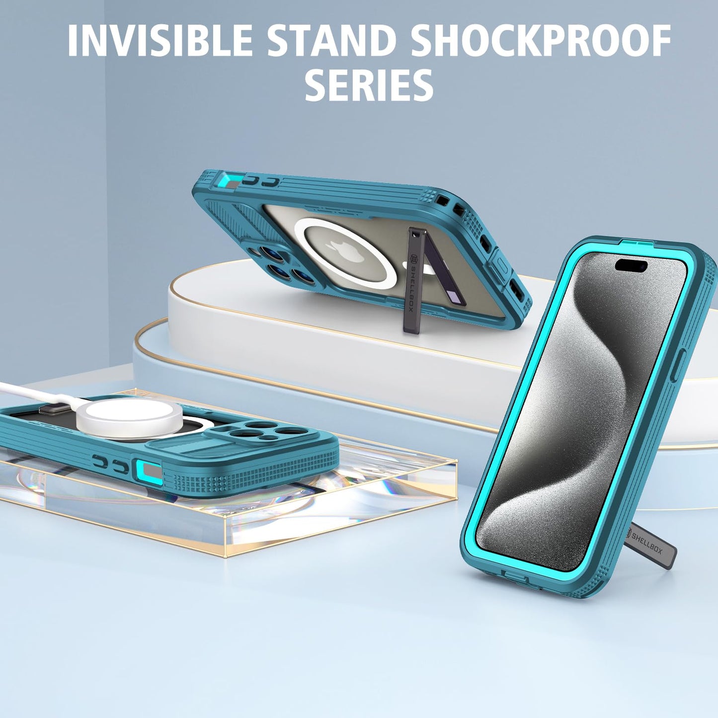 Designed for iPhone 15 Pro Max Metal Waterproof Case with Built - in Screen Protector, Metal Tough Cover Shockproof Dustproof Sturdy Durable Protective Case for iPhone 15 Pro Max - 7DAY'S