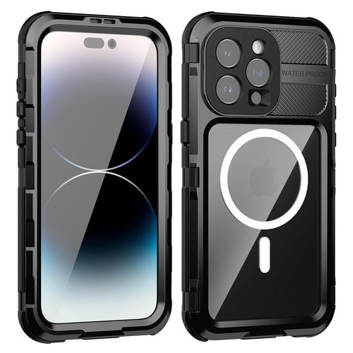 Designed for iPhone 15 Pro Max Metal Waterproof Case with Built - in Screen Protector, Metal Tough Cover Shockproof Dustproof Sturdy Durable Protective Case for iPhone 15 Pro Max - 7DAY'S