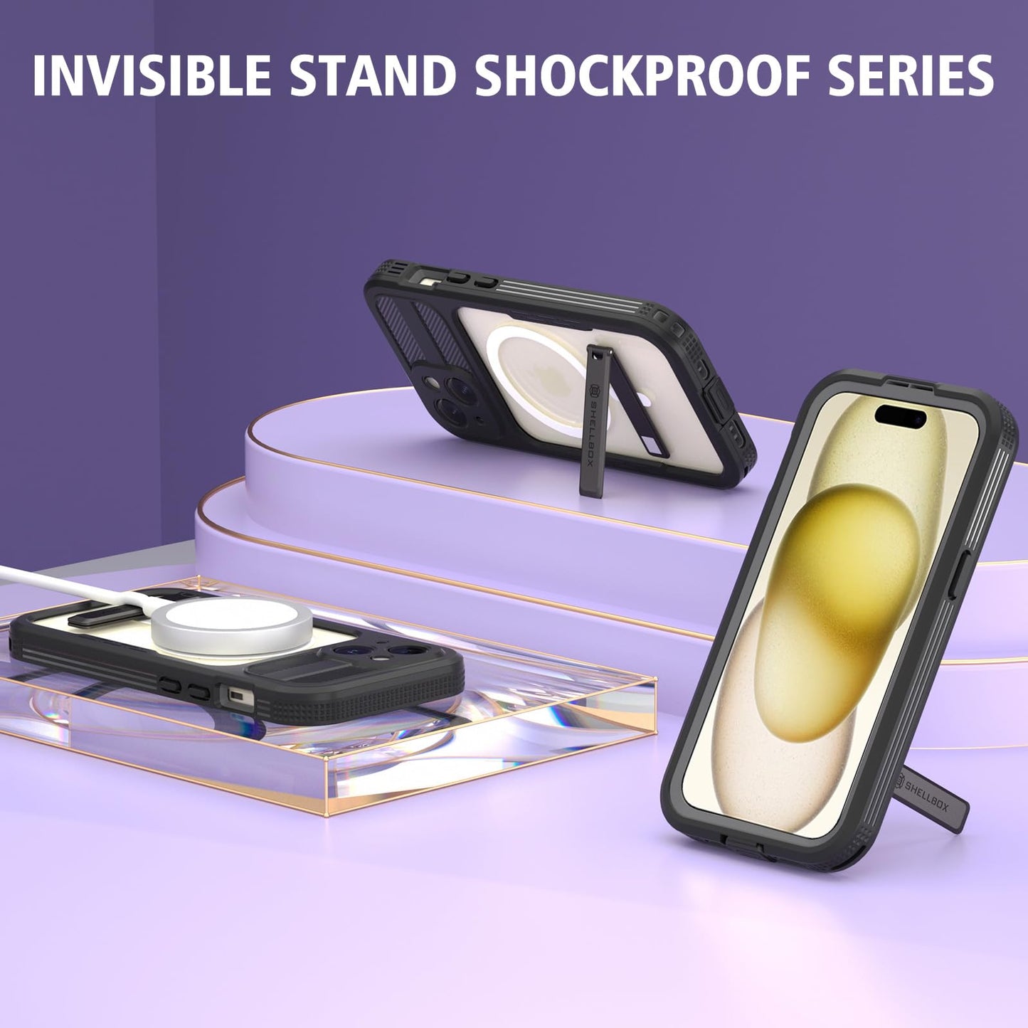 Designed for iPhone 15 Pro Max Metal Waterproof Case with Built - in Screen Protector, Metal Tough Cover Shockproof Dustproof Sturdy Durable Protective Case for iPhone 15 Pro Max - 7DAY'S