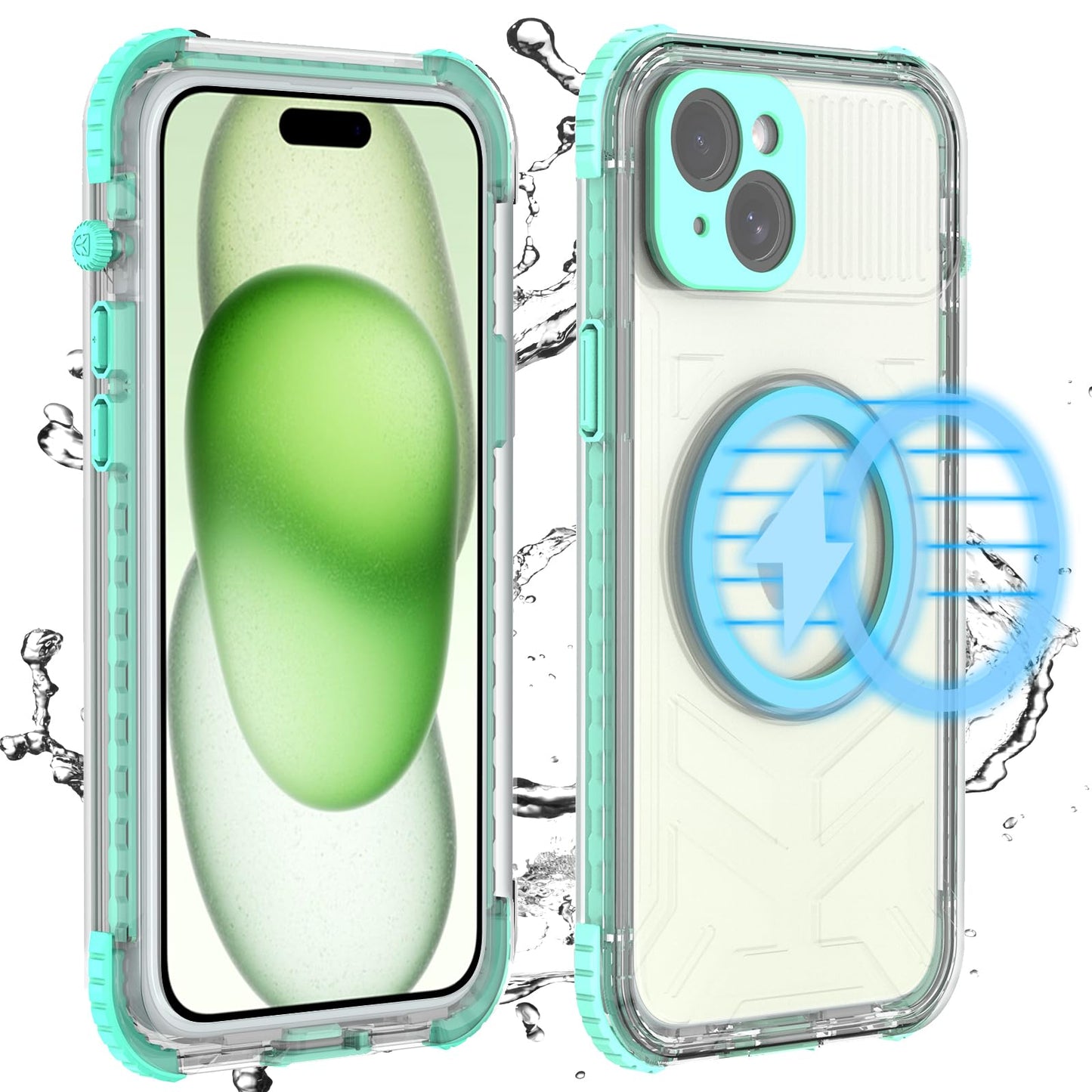 Designed for iPhone 15 Pro Max Metal Waterproof Case with Built - in Screen Protector, Metal Tough Cover Shockproof Dustproof Sturdy Durable Protective Case for iPhone 15 Pro Max - 7DAY'S