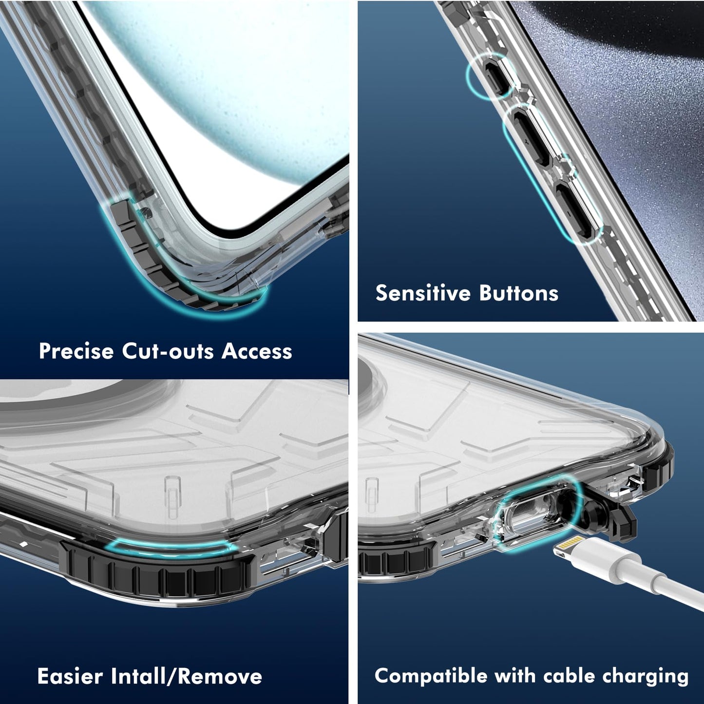 Designed for iPhone 15 Pro Max Metal Waterproof Case with Built - in Screen Protector, Metal Tough Cover Shockproof Dustproof Sturdy Durable Protective Case for iPhone 15 Pro Max - 7DAY'S