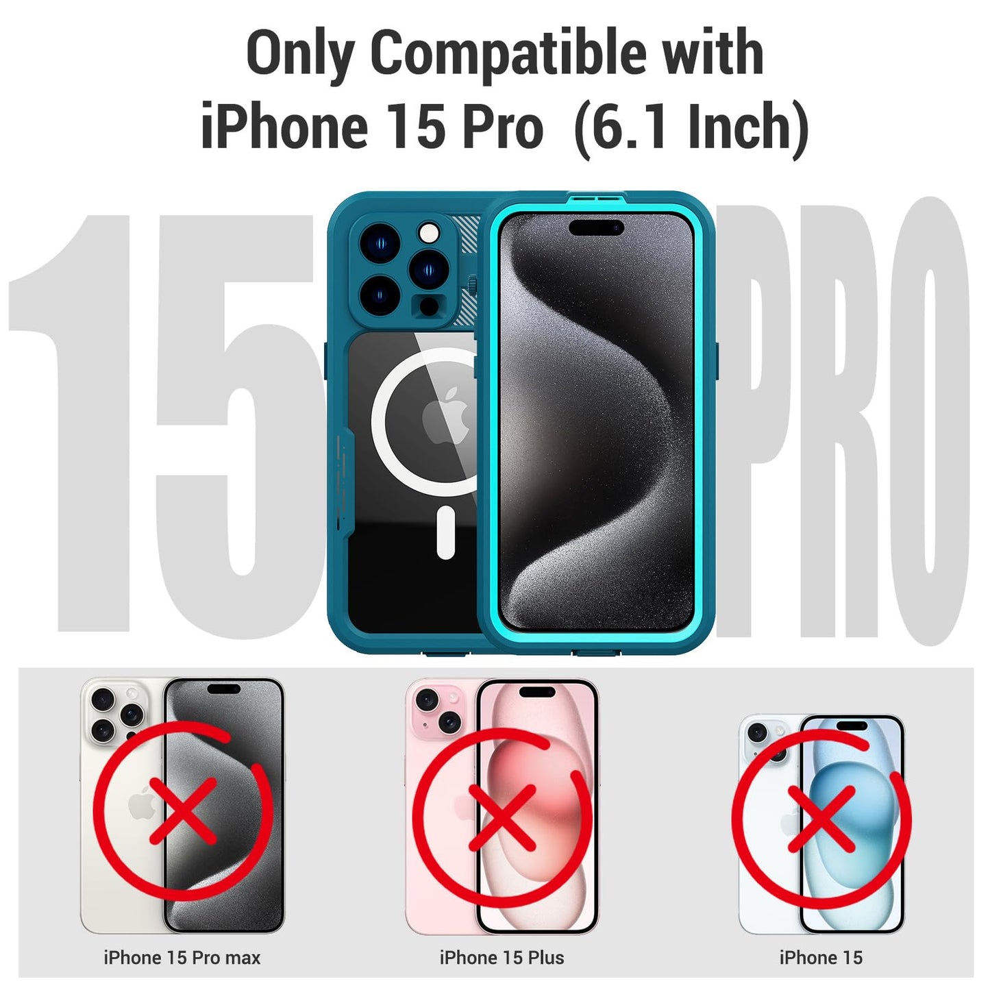 Designed for iPhone 15 Pro Max Metal Waterproof Case with Built - in Screen Protector, Metal Tough Cover Shockproof Dustproof Sturdy Durable Protective Case for iPhone 15 Pro Max - 7DAY'S