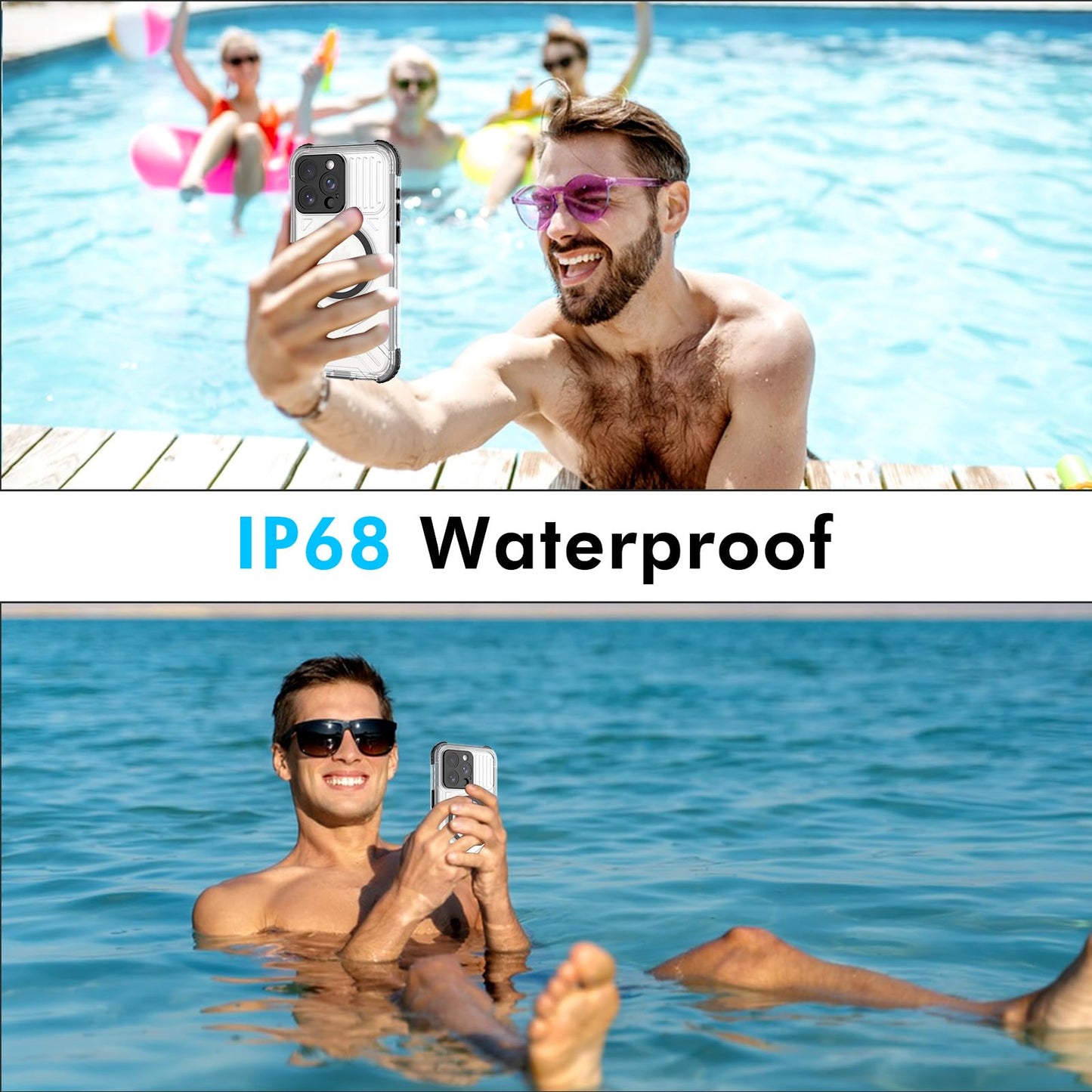 Designed for iPhone 15 Pro Max Metal Waterproof Case with Built - in Screen Protector, Metal Tough Cover Shockproof Dustproof Sturdy Durable Protective Case for iPhone 15 Pro Max - 7DAY'S