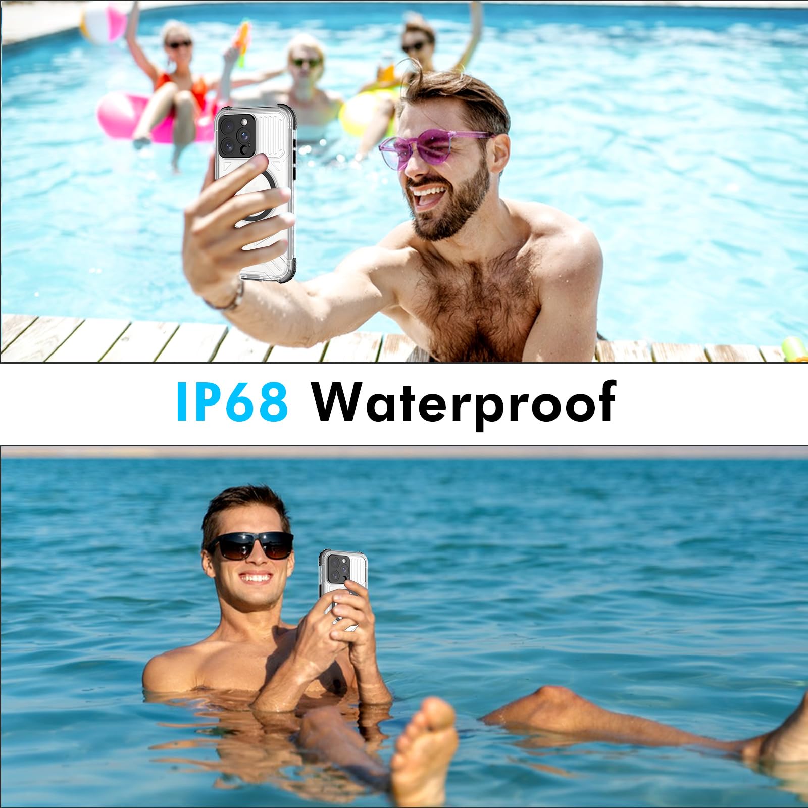 Designed for iPhone 15 Pro Max Metal Waterproof Case with Built - in Screen Protector, Metal Tough Cover Shockproof Dustproof Sturdy Durable Protective Case for iPhone 15 Pro Max - 7DAY'S